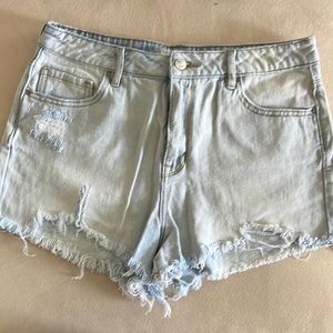 Pacsun high rise waist distressed light blue Jean shorts (29)